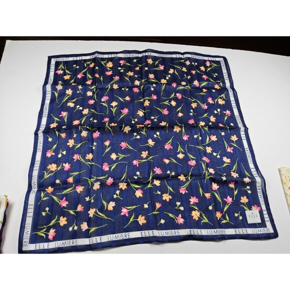 ELLE Lot Of 4 Handkerchief Neckerchief Bandana Scarf - Picture 4 of 5